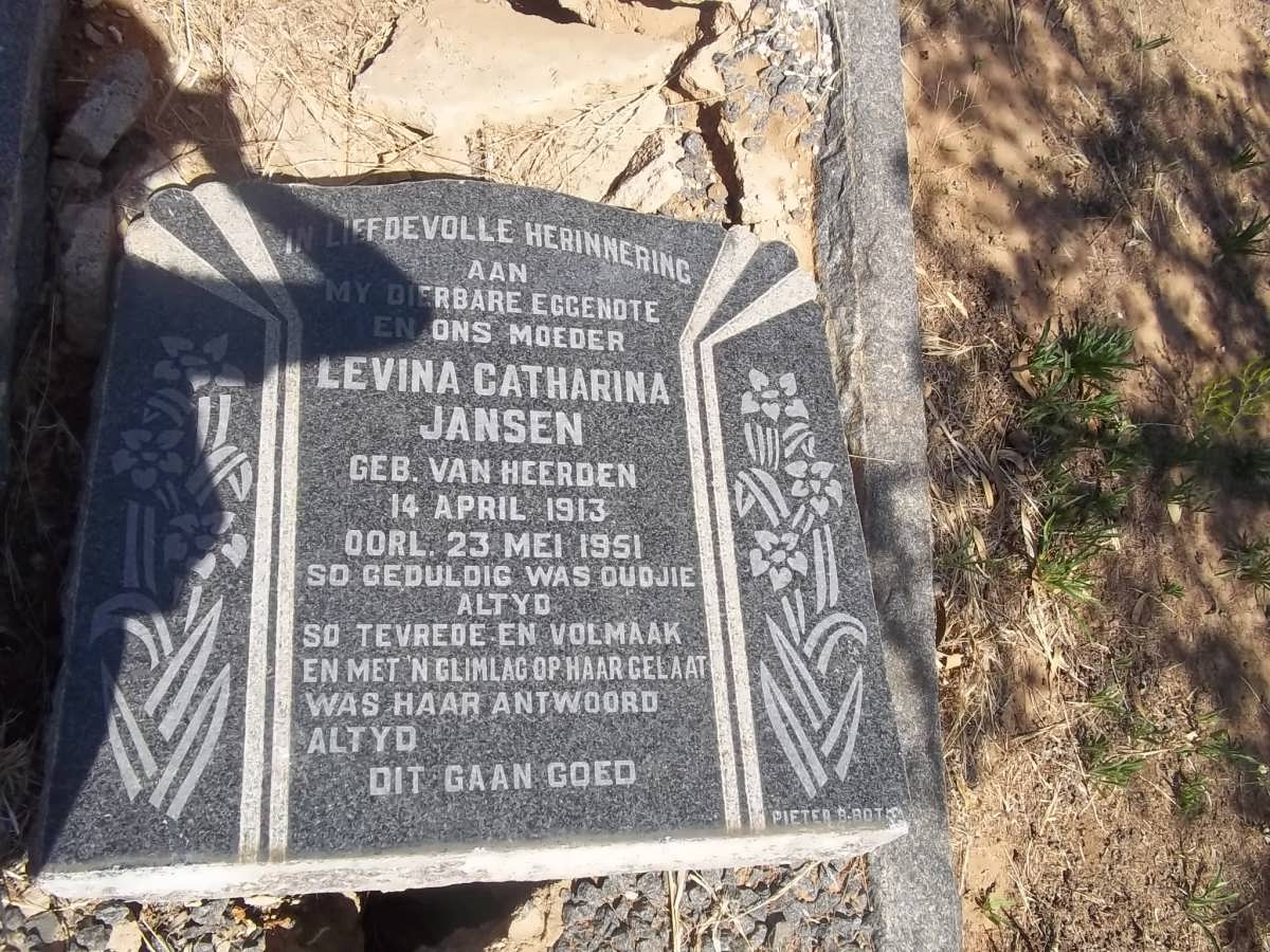JANSEN Levina Catharina nee VAN HEERDEN 1913-1951