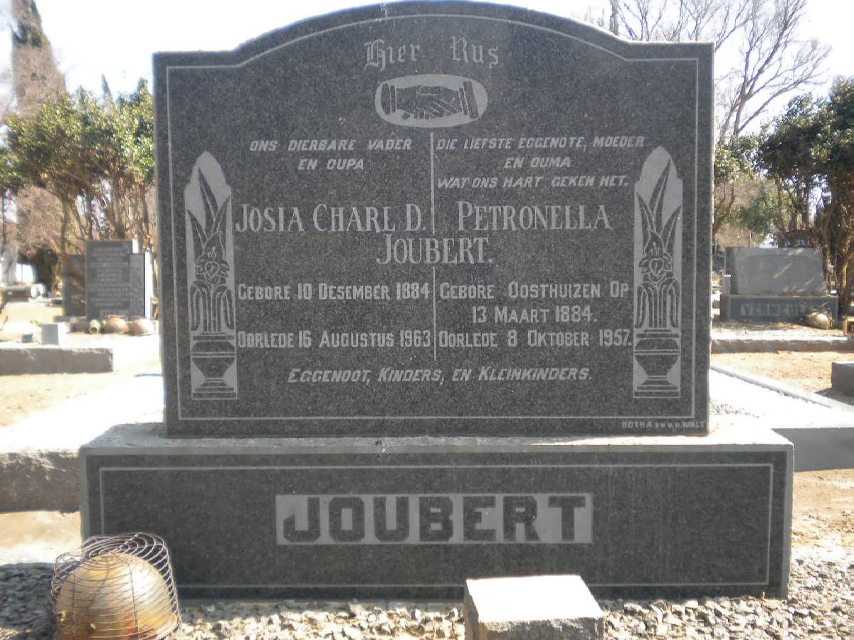 JOUBERT Josia Charl D. 1884-1963 &amp; Petronella OOSTHUIZEN 1884-1957