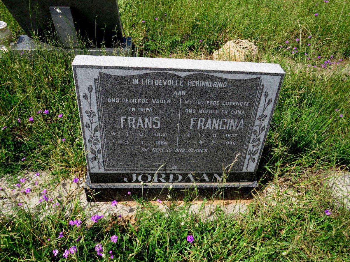 JORDAAN Frans 1930-1995 & Francina 1932-1986