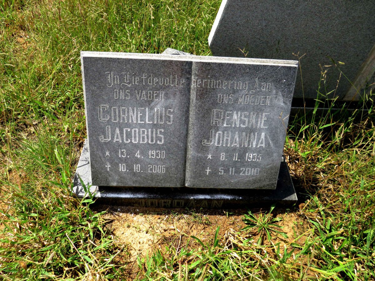 JORDAAN Cornelius Jacobus 1930-2006 & Renskie Johanna 1935-2010