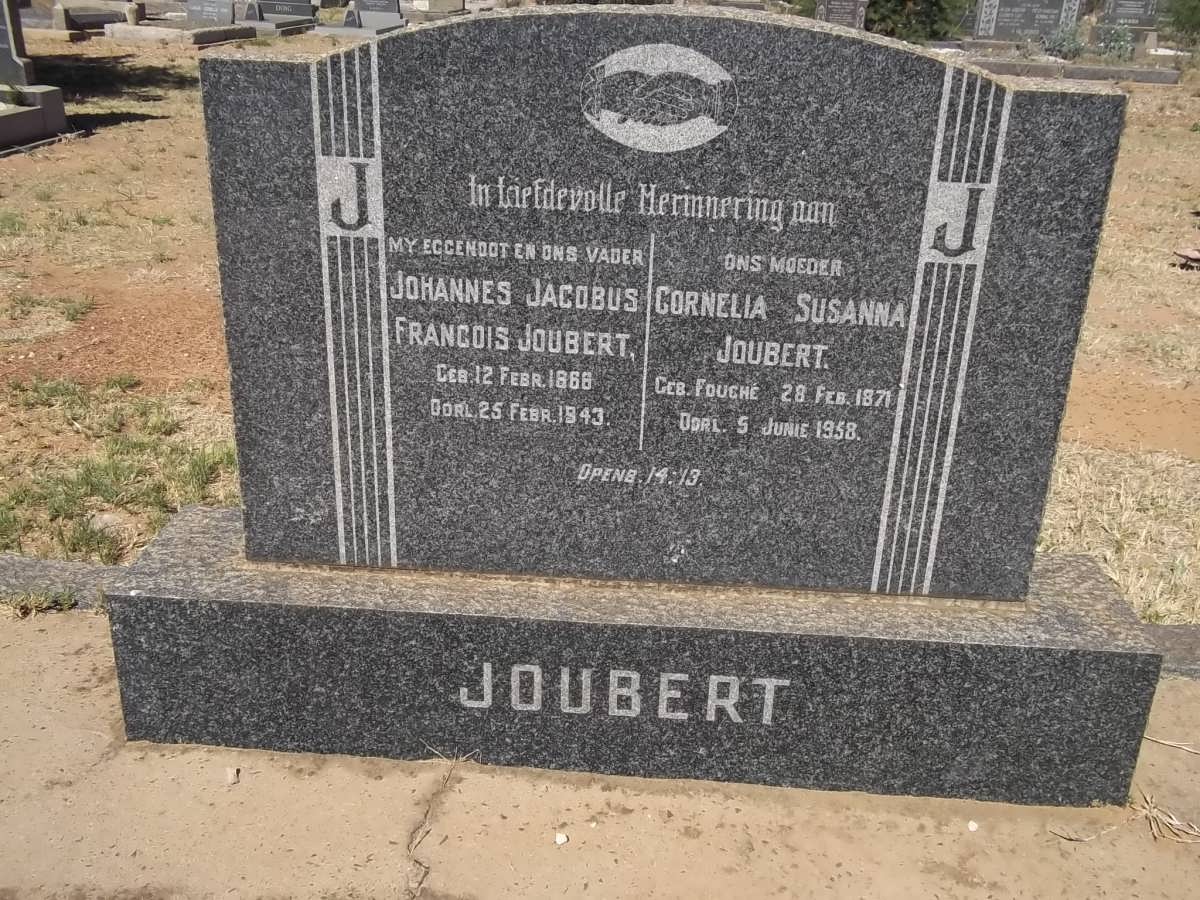 JOUBERT Johannes Jacobus Francois 1868-1943 &amp; Cornelia Susanna FOUCHE 1871-1958