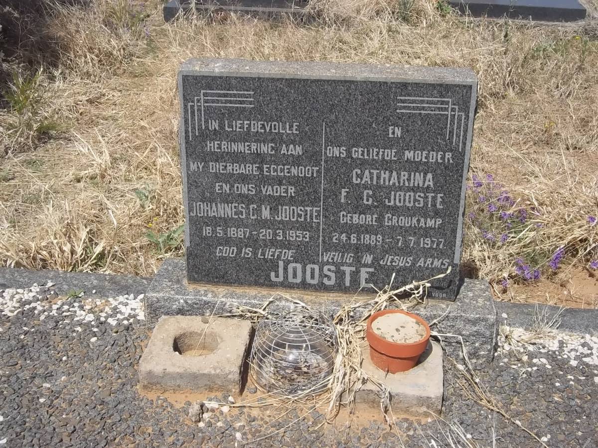 JOOSTE Johannes C.M. 1887-1953 &amp; Catharina F.G. CROUKAMP 1889-1977