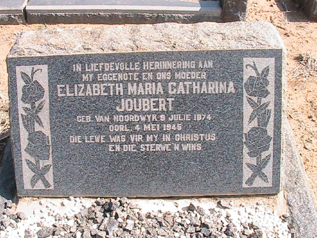 JOUBERT Elizabeth Maria Catharina nee VAN NOORDWYK 1874-1945
