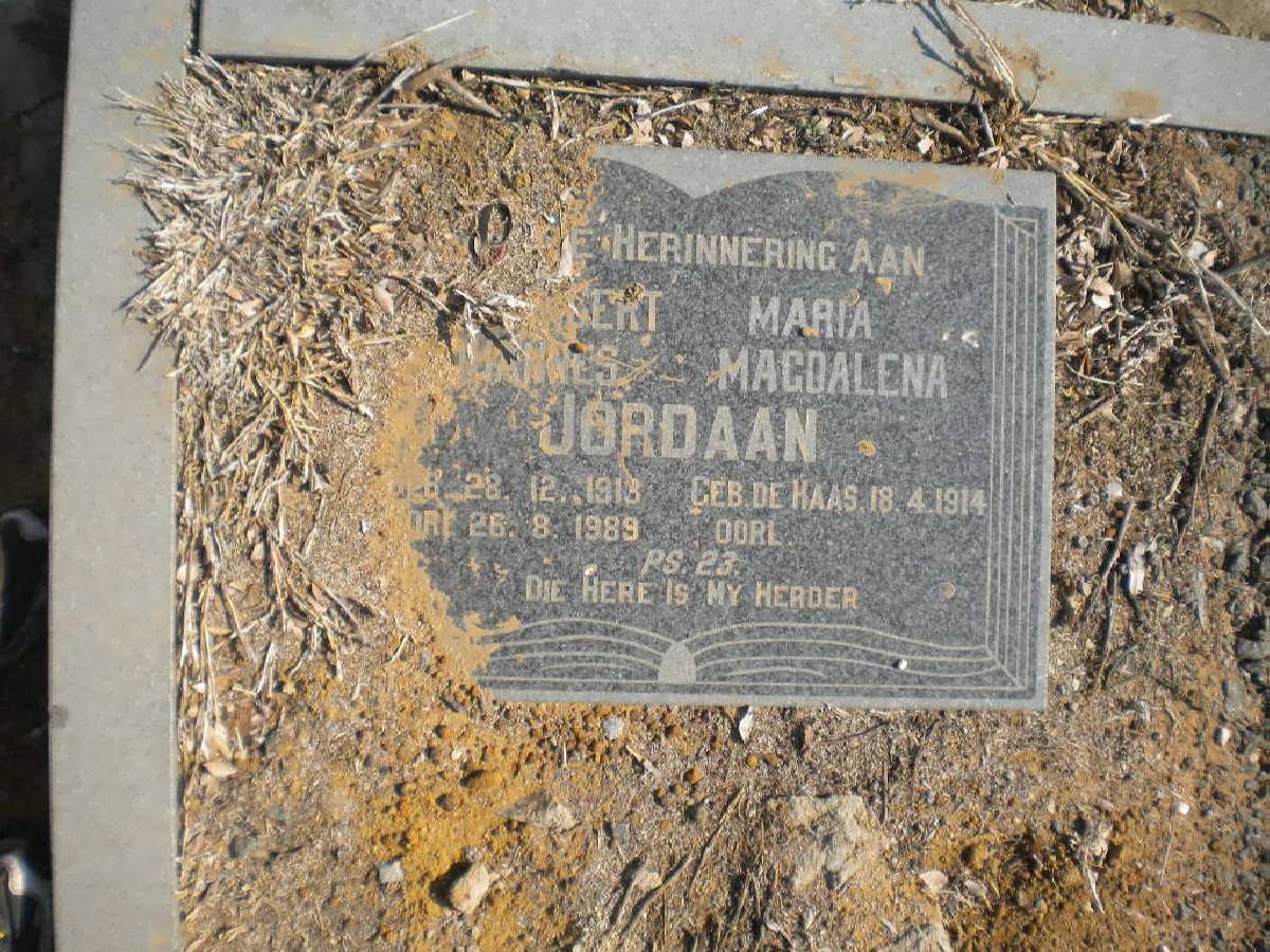 JORDAAN ? Johannes 1913-1989 &amp; Maria Magdalena DE HAAS 1914-