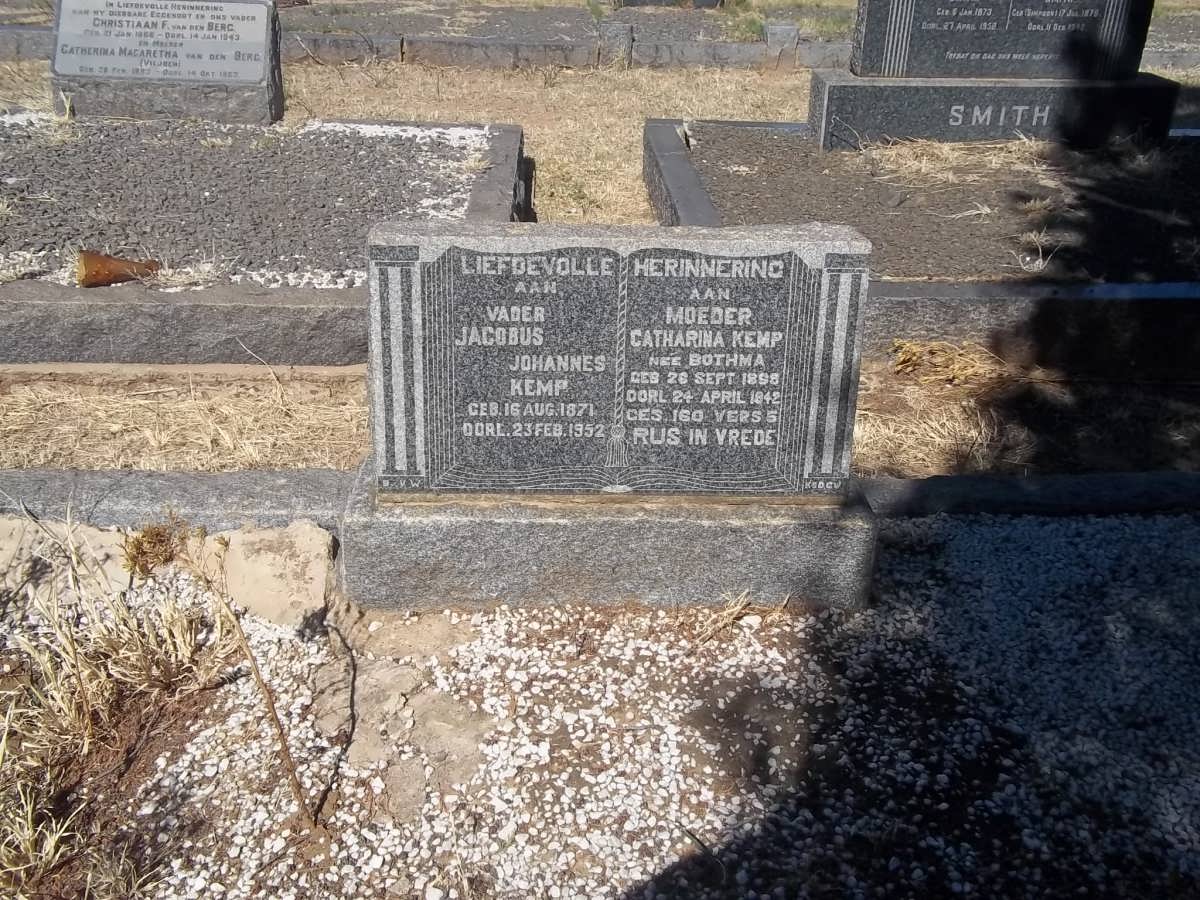 KEMP Jacobus Johannes 1871-1952 &amp; Catharina BOTHMA 1898-1942