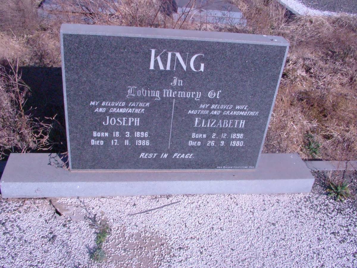 KING Joseph 1896-1986 &amp; Elizabeth 1898-1980