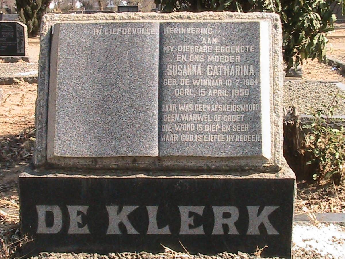 KLERK Susanna Catharina, de nee DE WINNAAR 1884-1950