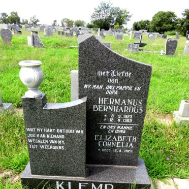 KLEMP Hermanus Bernhardus 1923-1989 & Elizabeth Cornelia HEES 1929-
