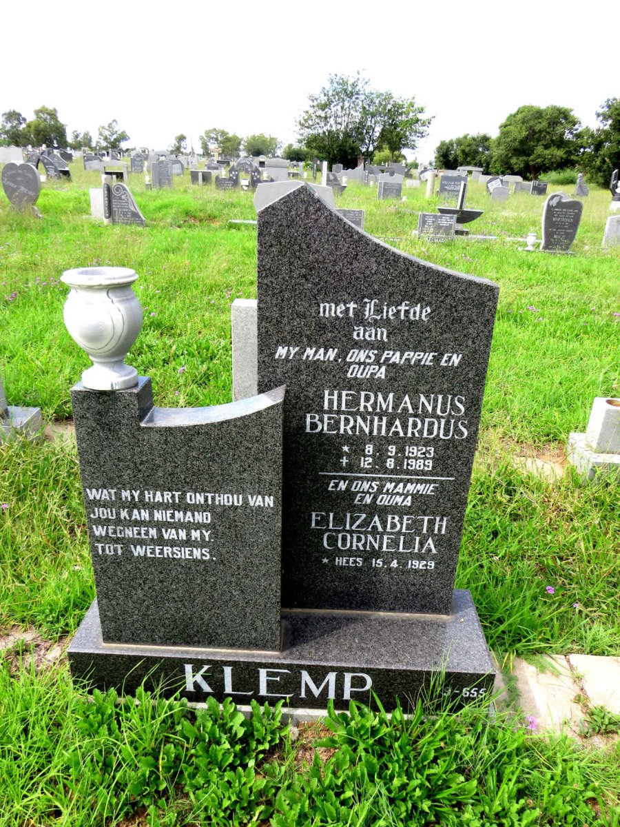 KLEMP Hermanus Bernhardus 1923-1989 & Elizabeth Cornelia HEES 1929-