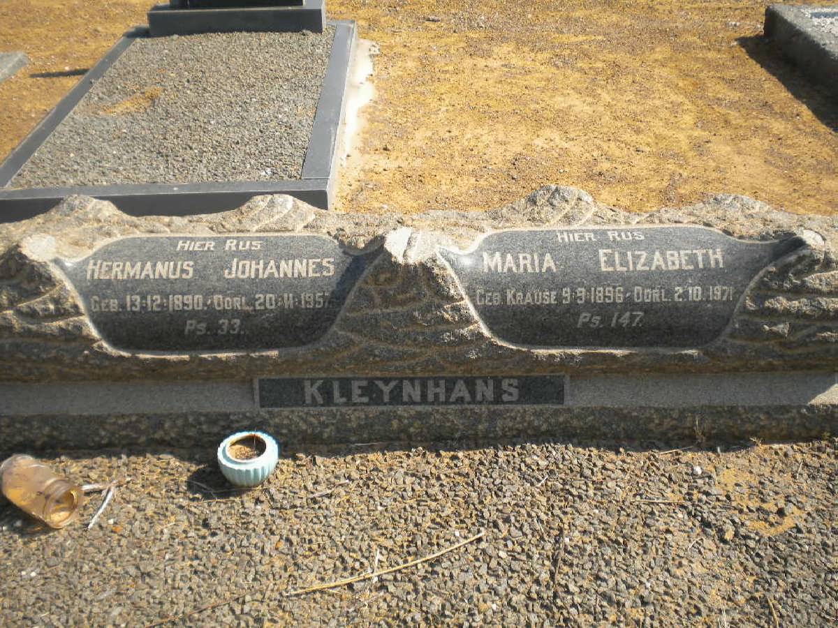 KLEYNHANS Hermanus Johannes 1890-1957 &amp; Maria Elizabeth KRAUSE 1896-1971