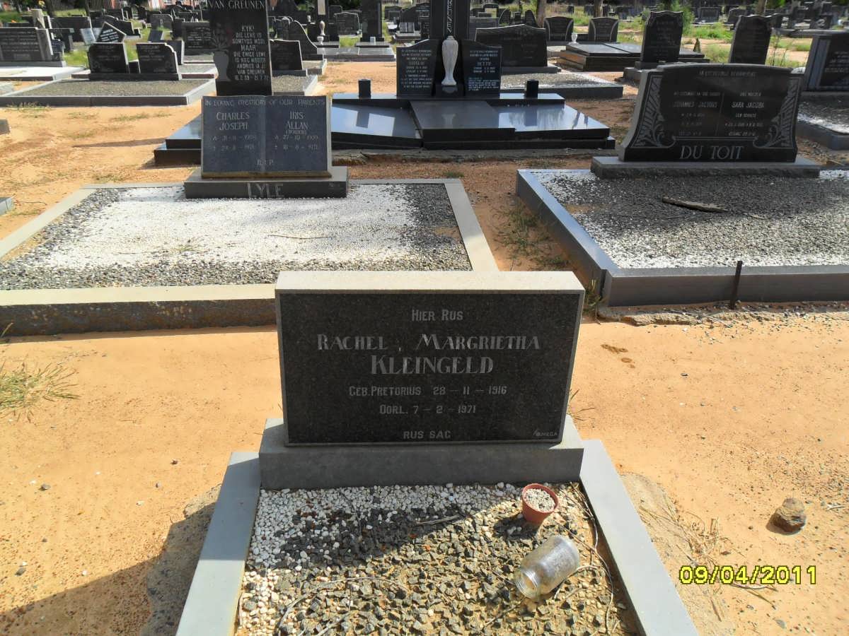 KLEINGELD Rachel Margrietha nee PRETORIUS 1916-1971