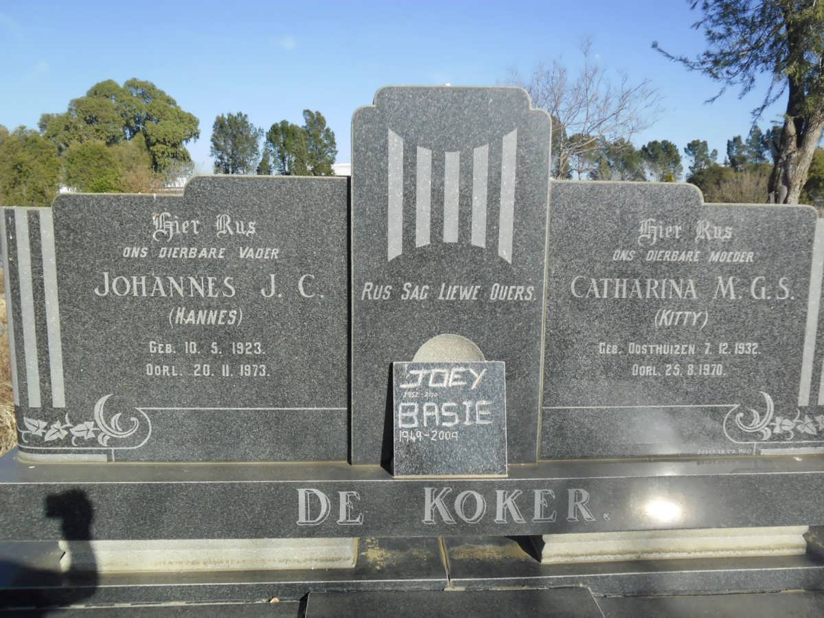 KOKER Johannes J.C. de 1923-1973 &amp; Catharina M.G.S. OOSTHUIZEN 1932-1970 :: DE KOKER Joey 1952 :: DE KOKER Basie 1949-2009