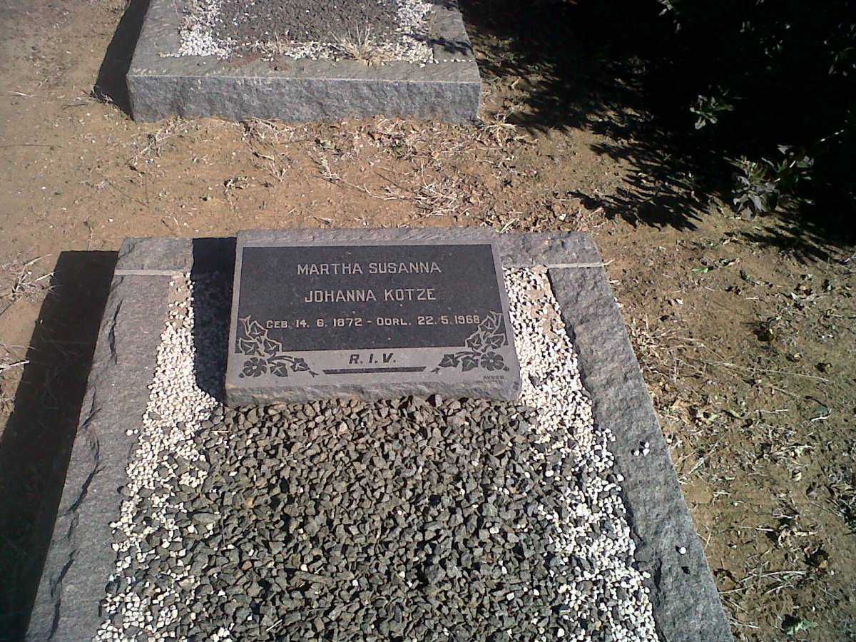 KOTZE Martha Susanna Johanna 1872-1968