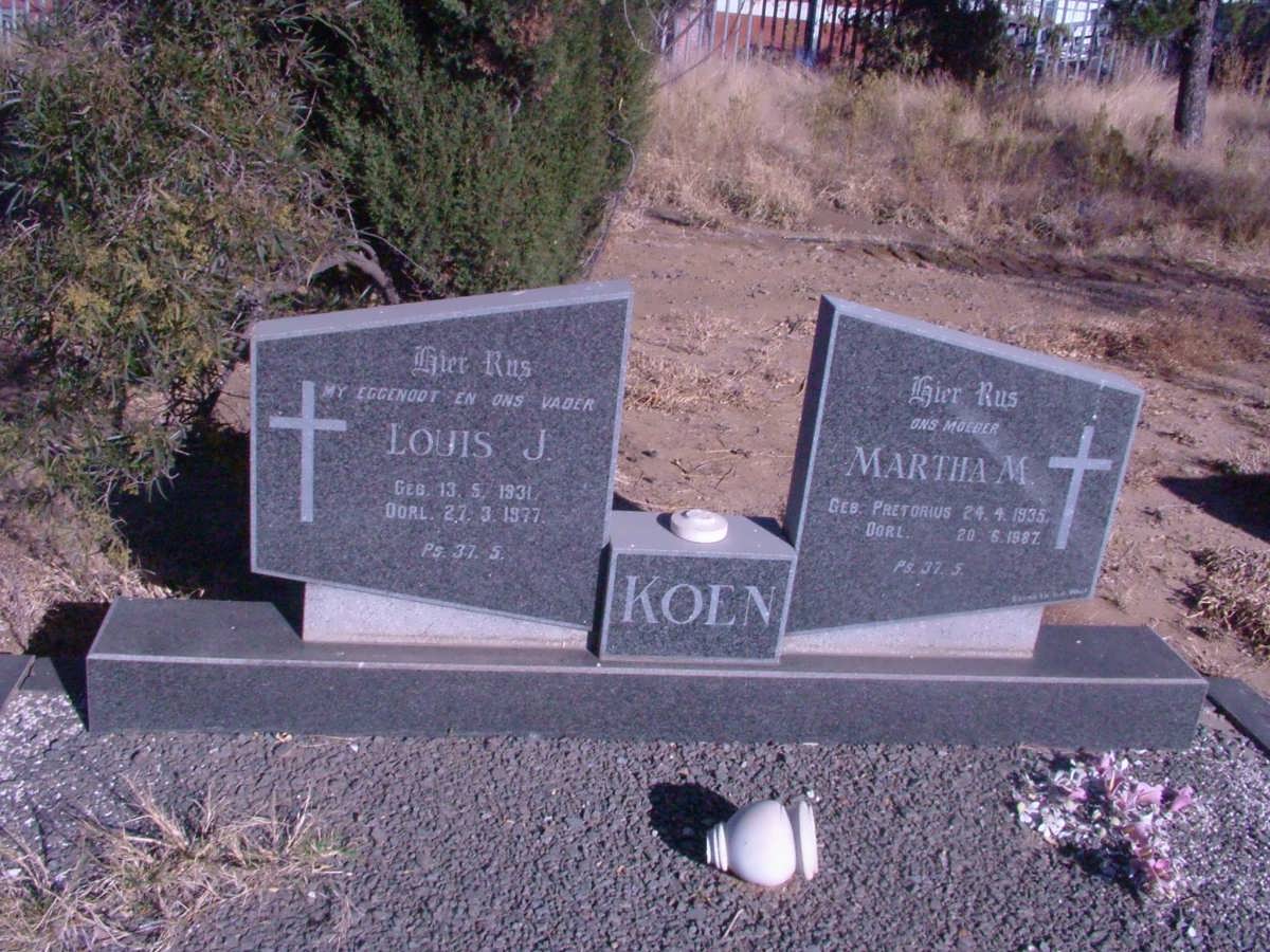 KOEN Louis J. 1931-1977 &amp; Martha M. PRETORIUS 1935-1987