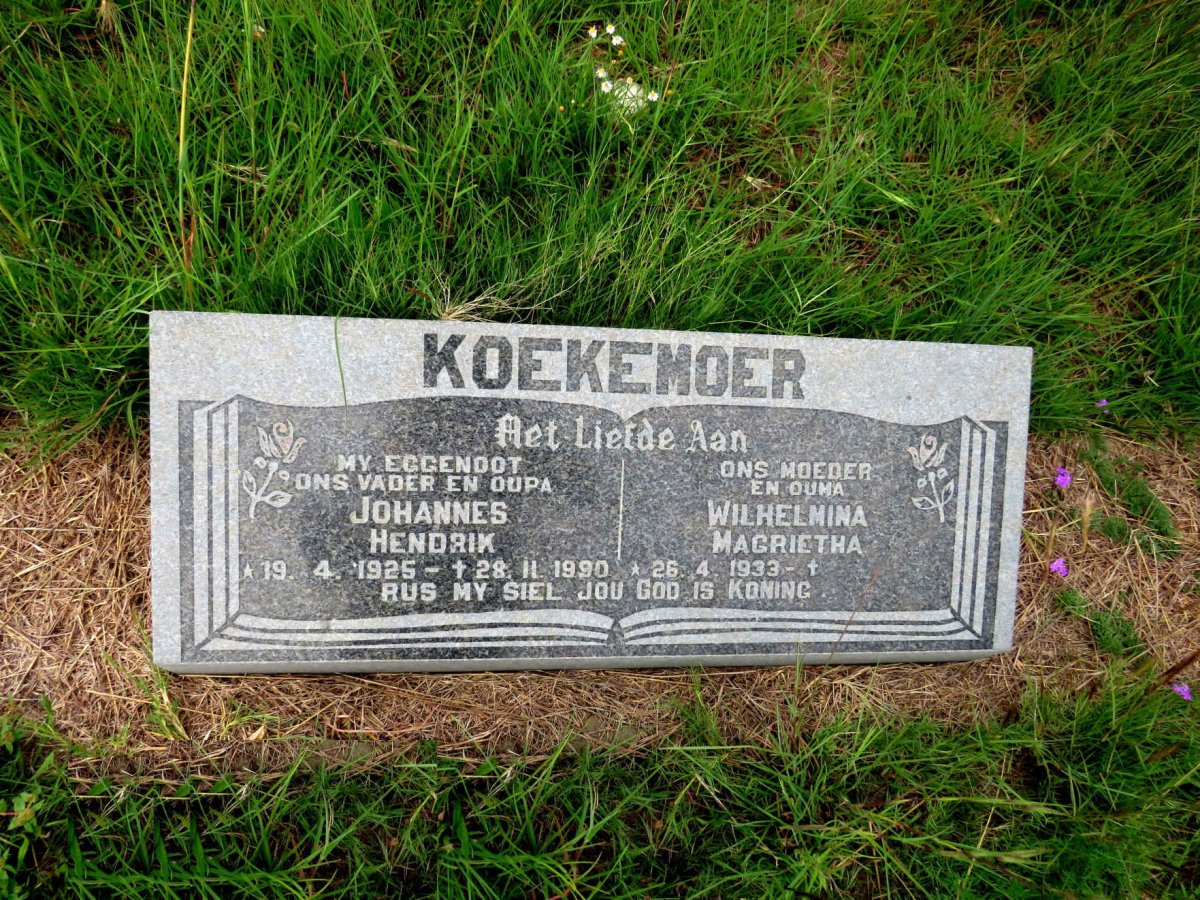 KOEKEMOER Johannes Hendrik 1925-1990 & Wilhelmina Magrietha 1933-