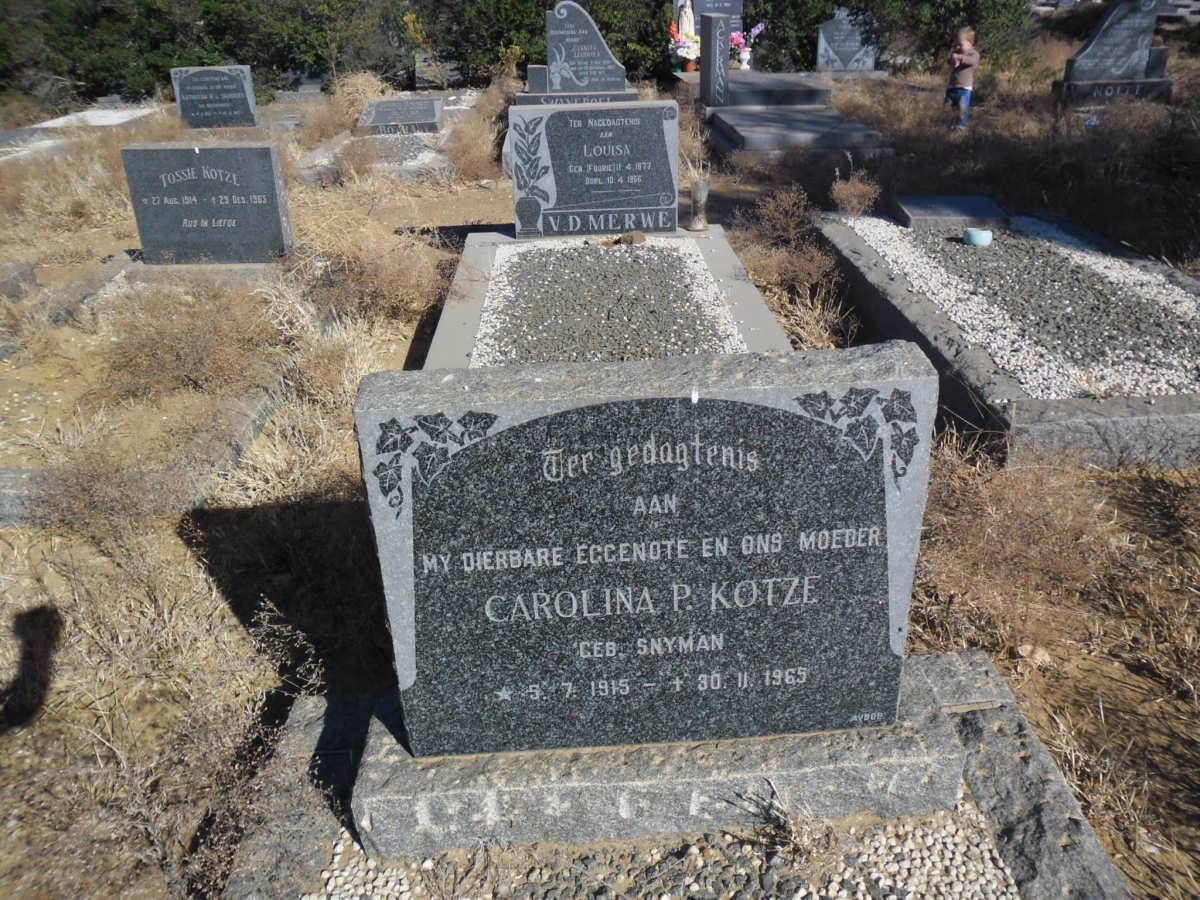 KOTZE Carolina P. nee SNYMAN 1915-1965