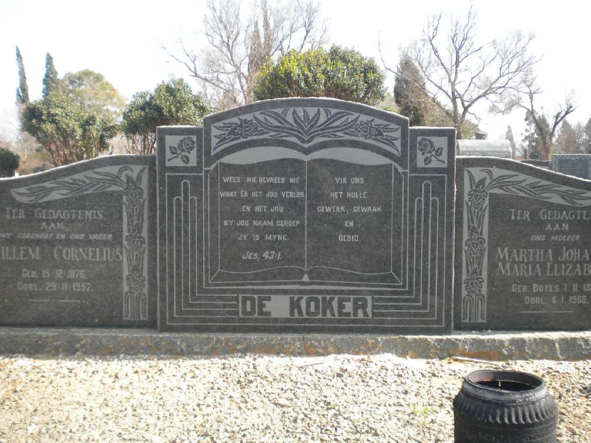 KOKER Willem Cornelius, de 1876-1957 &amp;  Martha Johanna Maria Elizabeth BOTES 1883-1968