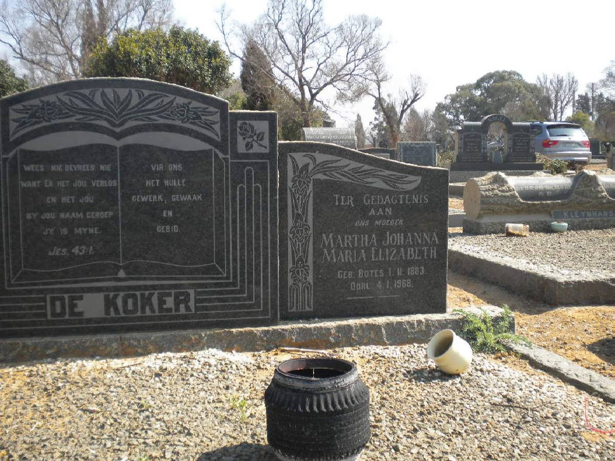 KOKER Martha Johanna Maria Elizabeth nee BOTES 1883-1968