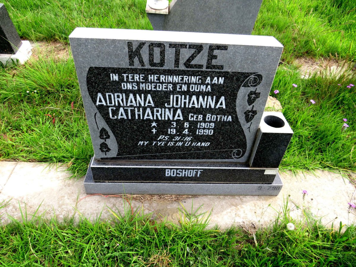 KOTZE Adriana Johanna Catharina 1909-1990