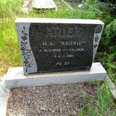 KRIEK M.S. nee VILJOEN 1899-1981