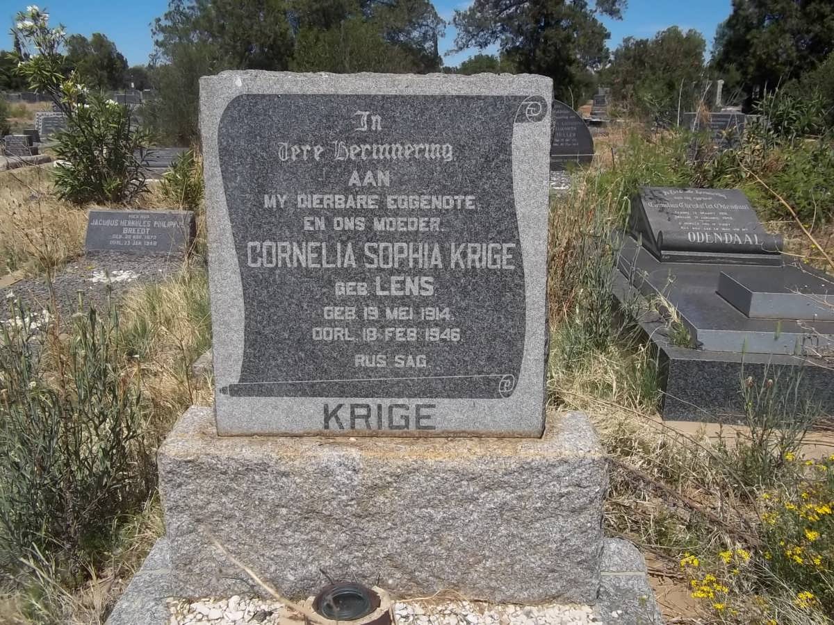 KRIGE Cornelia Sophia nee LENS 1914-1946