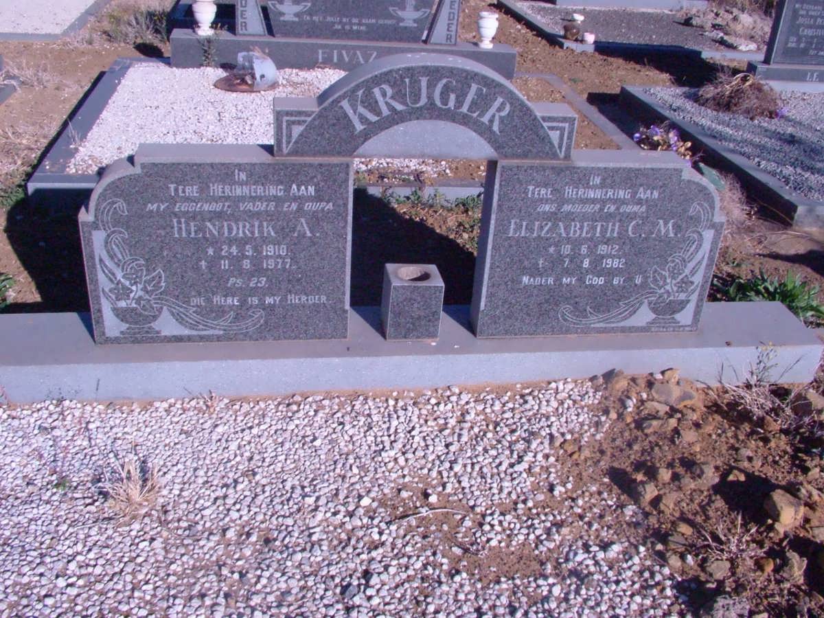 KRUGER Hendrik A. 1910-1977 &amp; Elizabeth C.M. 1912-1982