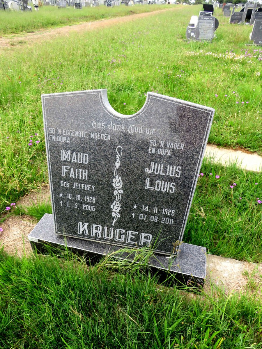 KRUGER Julius Louis 1926-2011 & Maud Faith JEFFREY 1928-2006