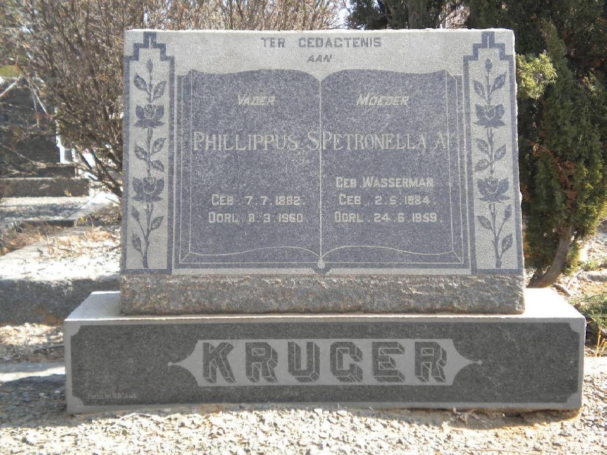 KRUGER Phillippus S. 1882-1960 &amp; Petronella A. WASSERMAN 1884-1959