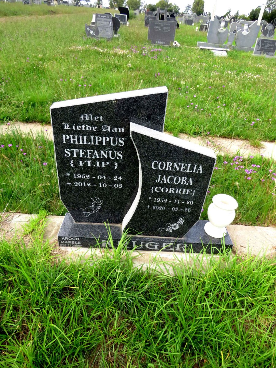 KRUGER Philippus Stefanus 1952-2012 & Cornelia Jacoba 1952-2020