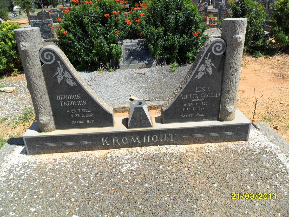 KROMHOUT Hendrik Frederik 1896-1962 &amp; Elsie Aletta Cecelia OLIVIER 1900-1977