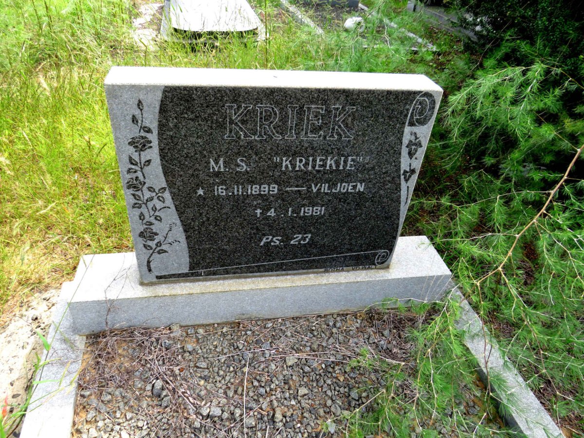 KRIEK M.S. nee VILJOEN 1899-1981