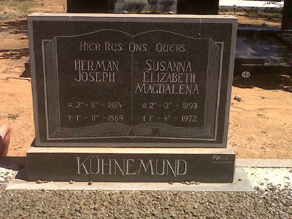 KUHNEMUND Herman Joseph 1884-1969 &amp; Susanna Elizabeth Magdalena 1893-1972