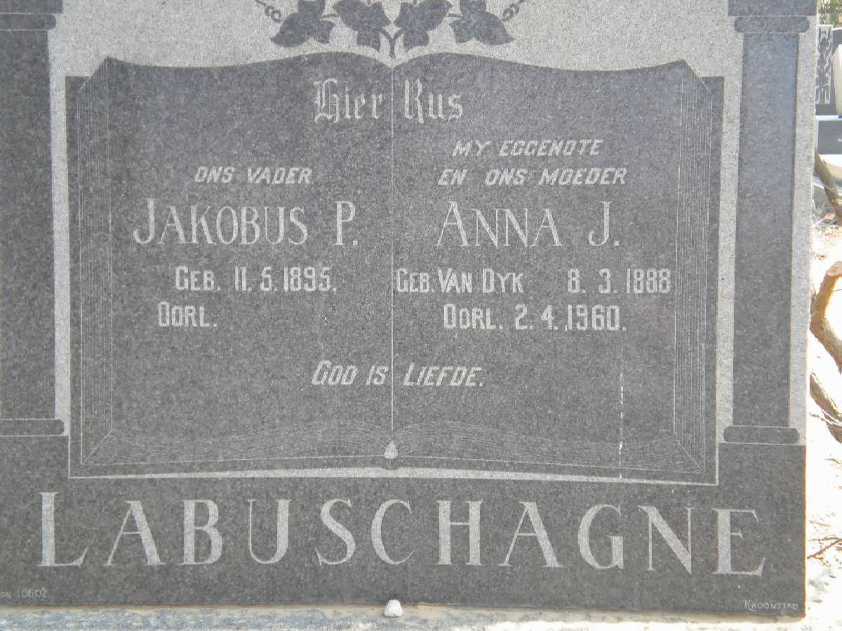 LABUSCHAGNE Jakobus P. 1895- &amp; Anna J. VAN DYK 1888-1960