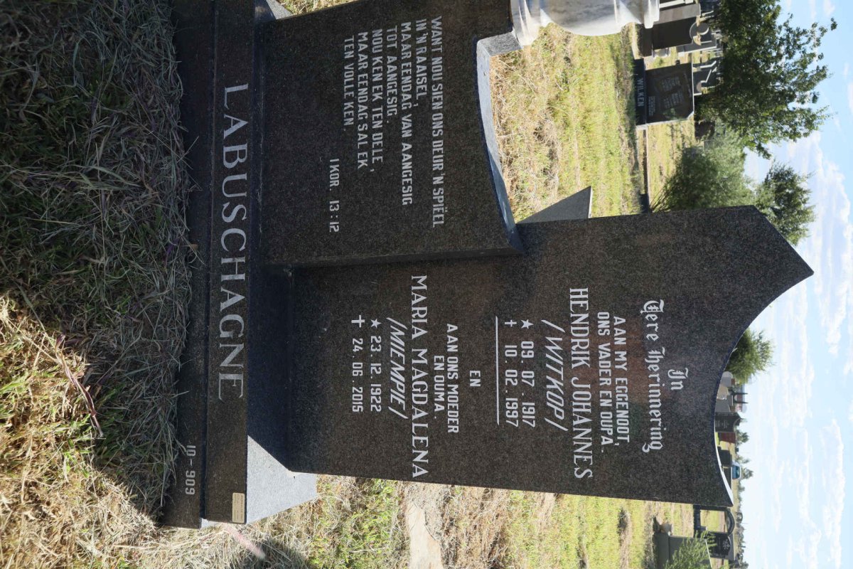LABUSCHAGNE Hendrik Johannes 1917-1997 &amp; Maria Magdalena 1922-2015