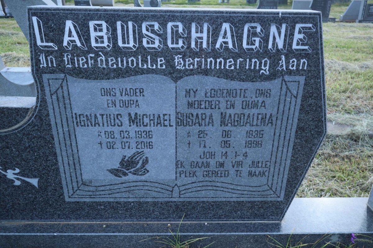 LABUSCHAGNE Ignatius Michael 1936-2016 &amp; Susara Magdalena 1935-1998