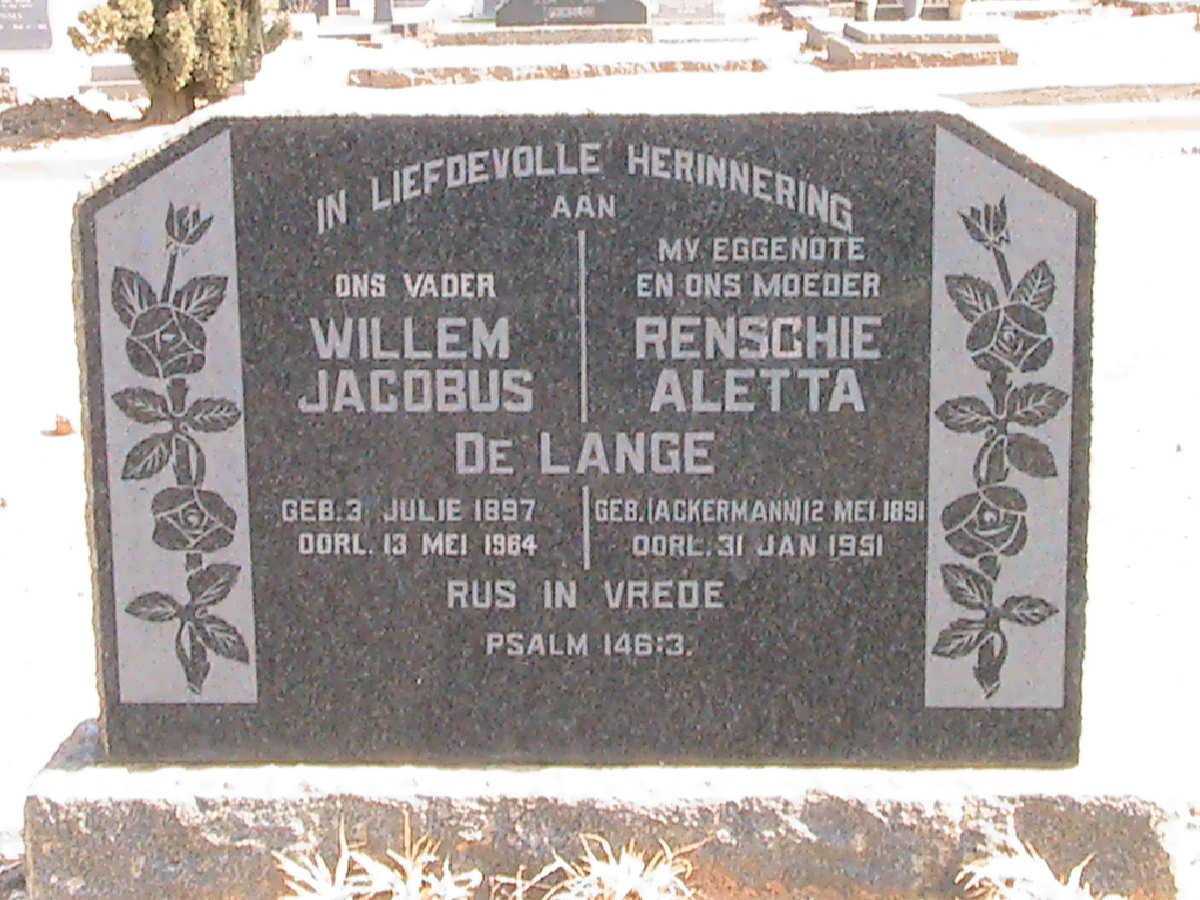LANGE Willem Jacobus, de 1897-1964 &amp; Renschie Aletta ACKERMANN 1891-1951