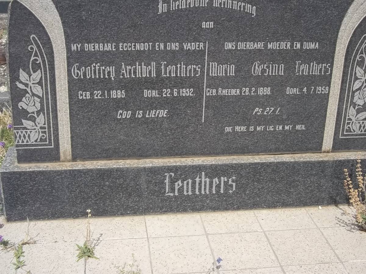 LEATHERS Geoffrey Archbell 1885-1952 &amp; Maria Gesina 1888-1958