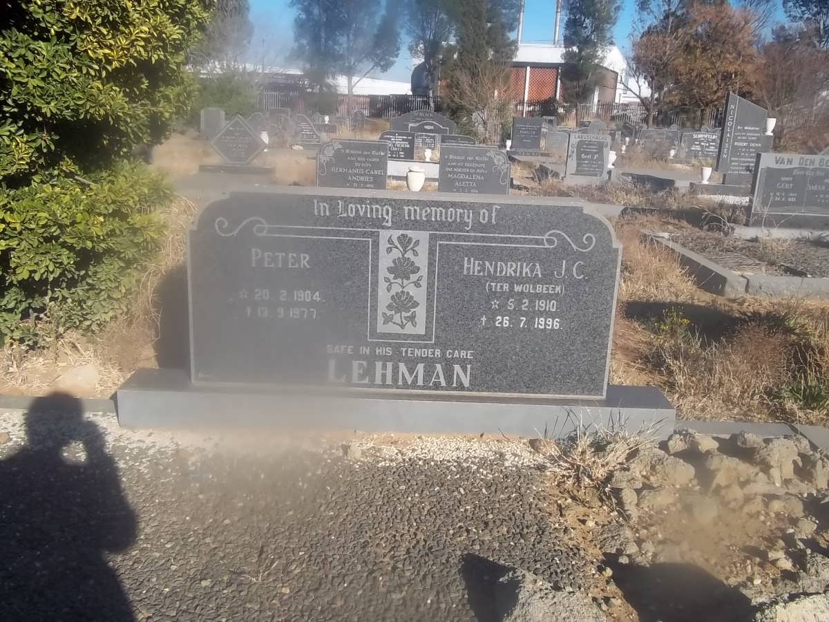 LEHMAN Peter 1904-1977 &amp; Hendrika J.C. WOLBEEK 1910-1996