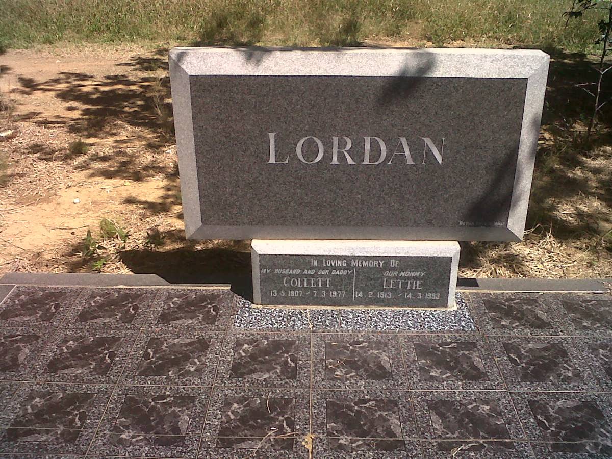 LORDAN Collett 1907-1977 &amp; Lettie 1913-1993