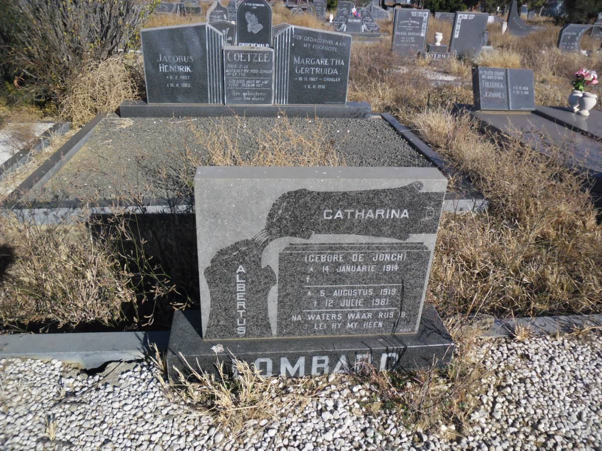 LOMBARD Albertus 1918-1981 &amp; Catharina DE JONGH 1914-