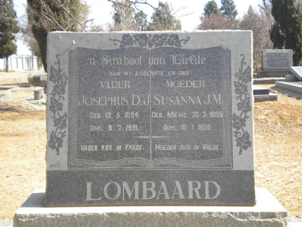 LOMBAARD Josephus D.J. 1894-1981 &amp; Susanna J.M. MIENIE 1895-1958