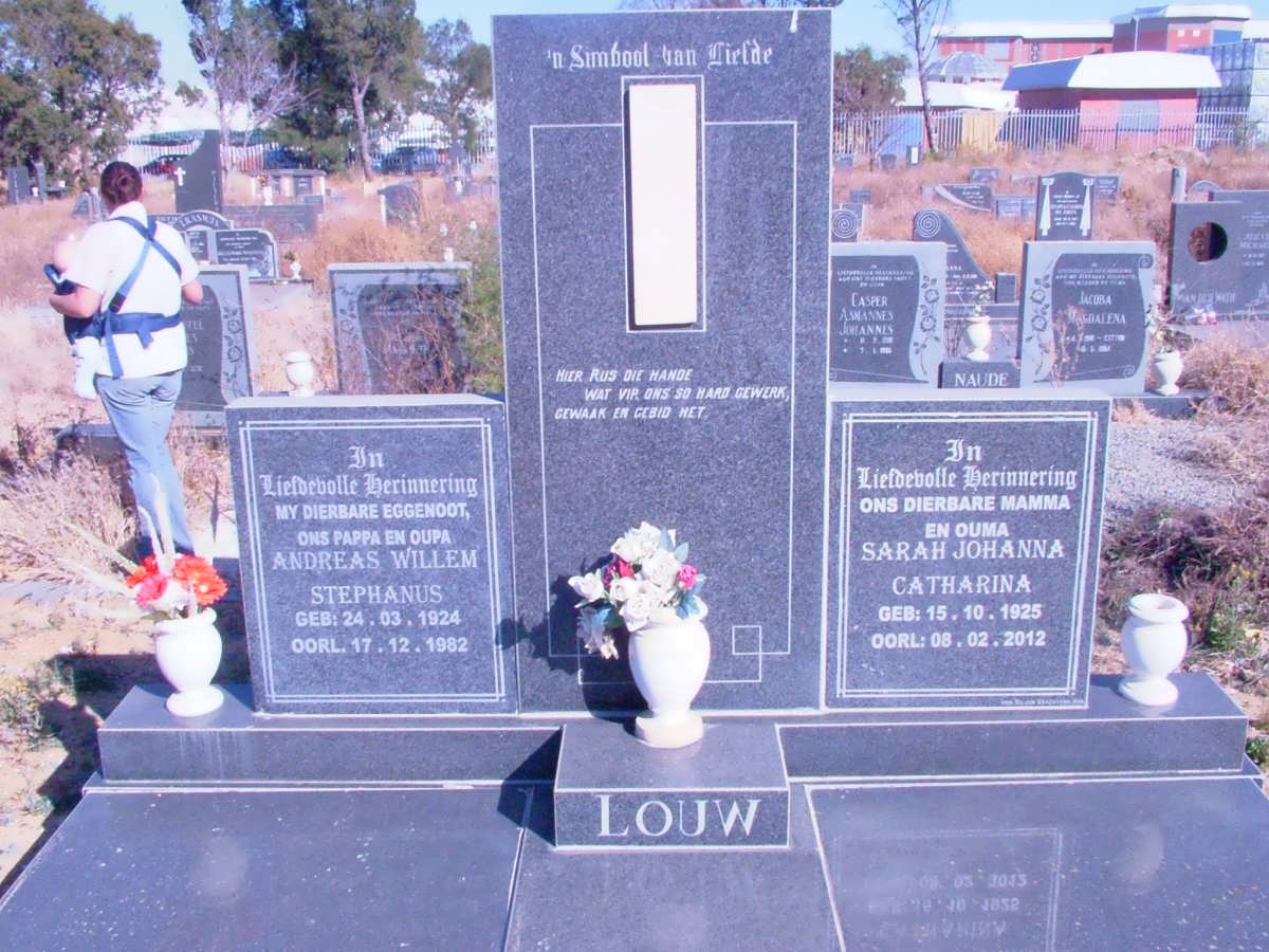 LOUW Andreas Willem Stephanus 1924-1982 &amp; Sarah Johanna Catharina 1925-2012