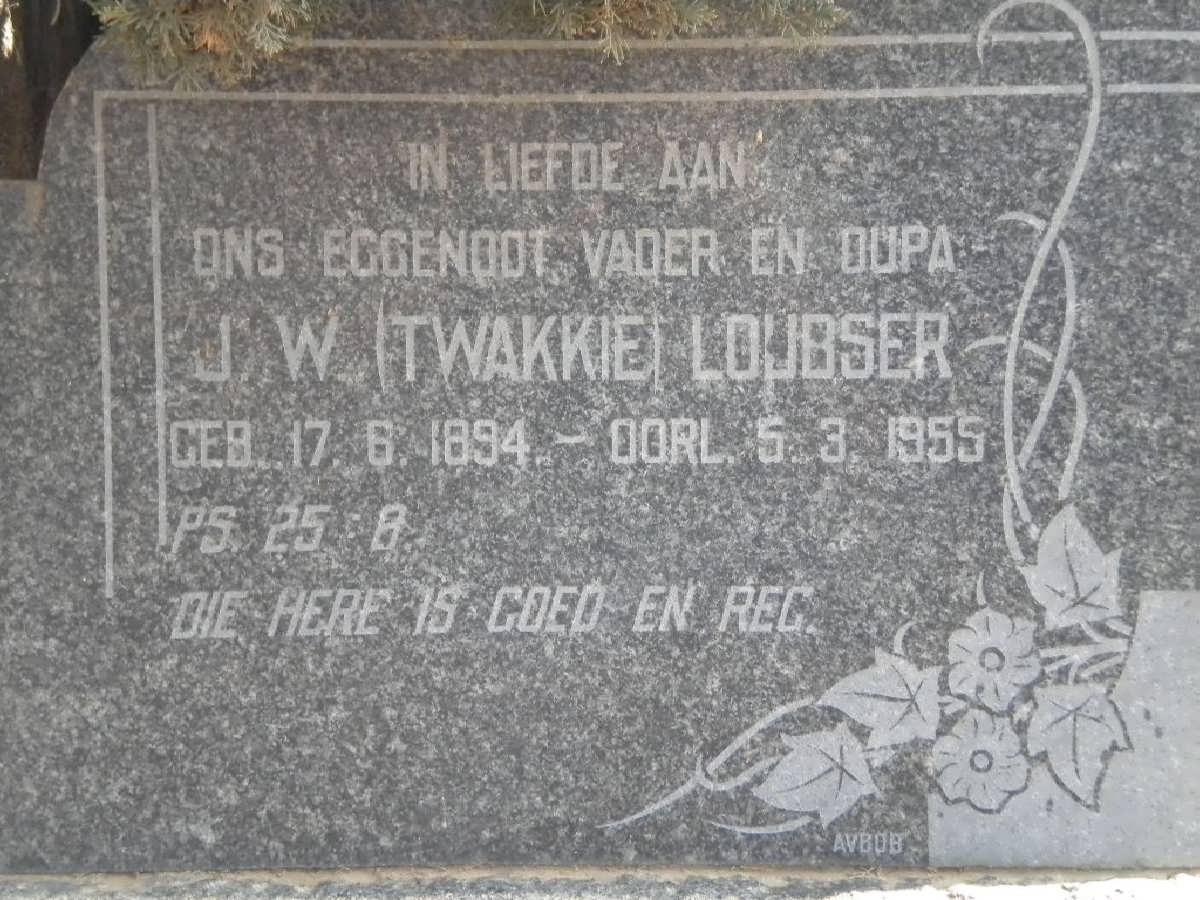 LOUBSER J.W. 1894-1955