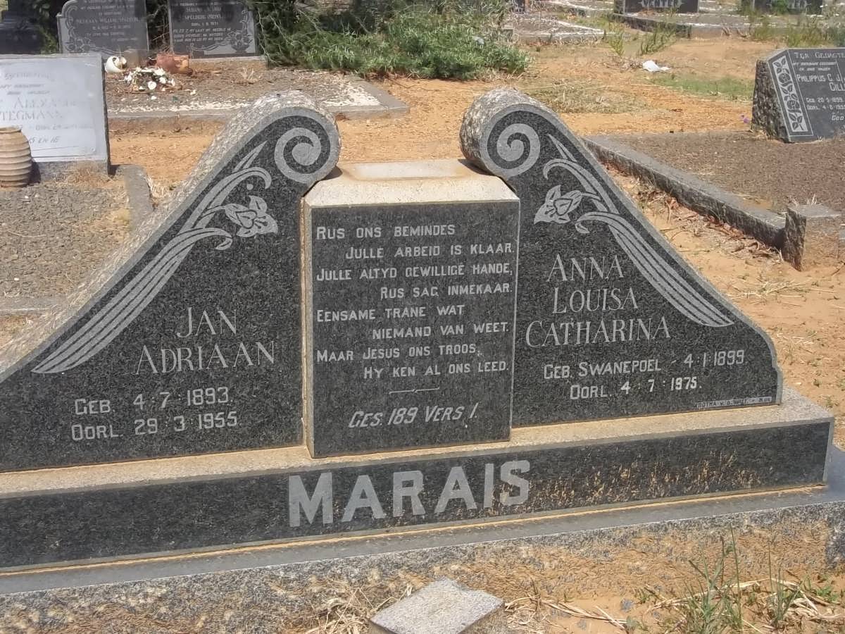 MARAIS Jan Adriaan 1893-1955 &amp; Anna Louisa Catharina SWANEPOEL 1899-1975