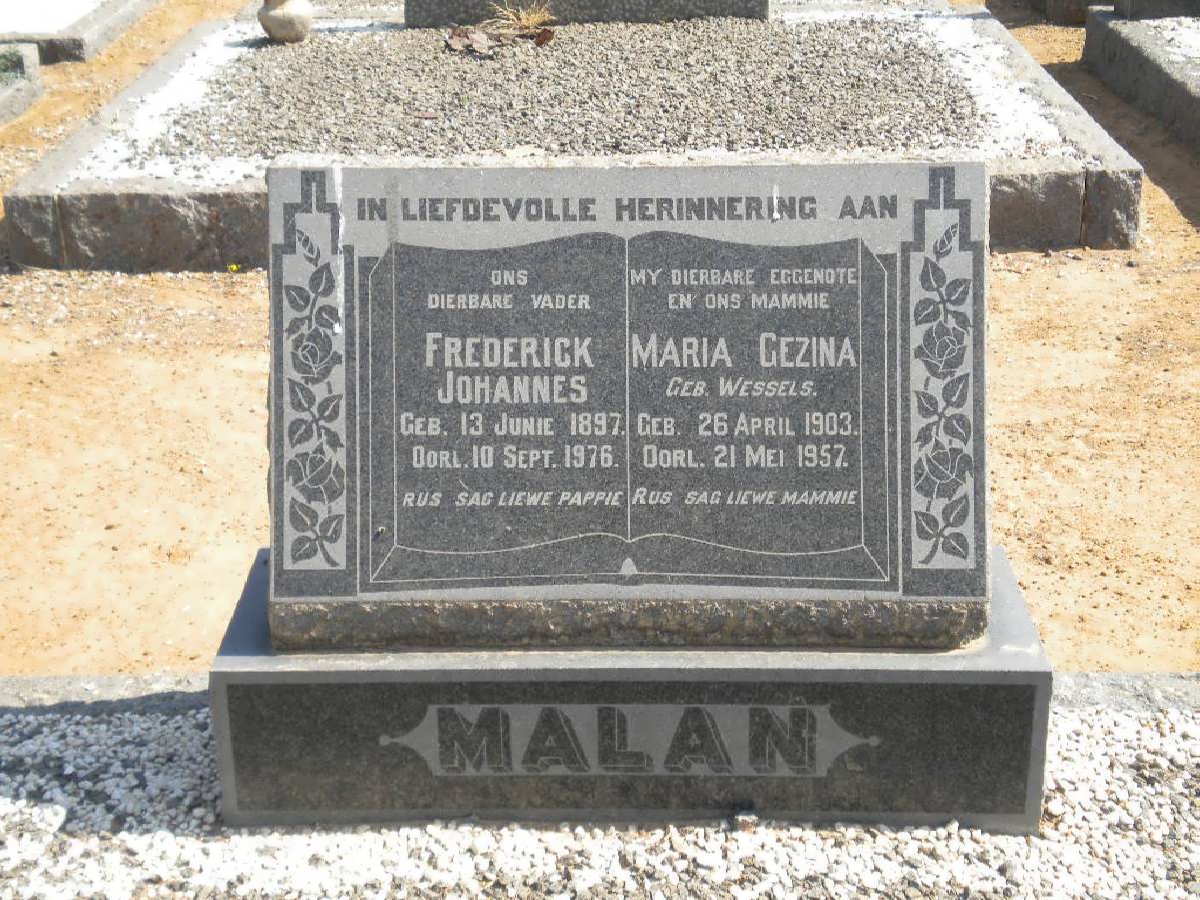 MALAN Frederick Johannes 1897-1976 &amp; Maria Gezina WESSELS 1903-1957