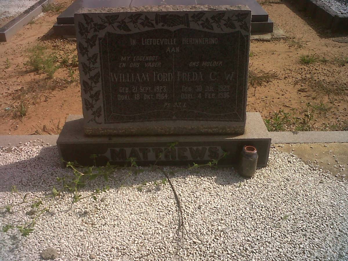 MATTHEWS William Ford 1923-1964 &amp; Freda C.W. 1923-1996