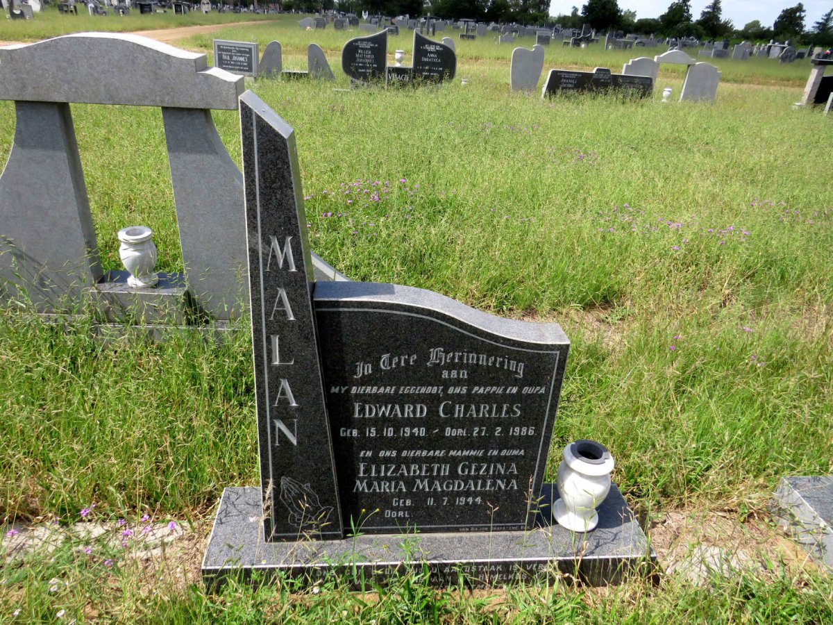 MALAN Edward Charles 1940-1986 & Elizabeth Gezina Maria Magdalena 1944-