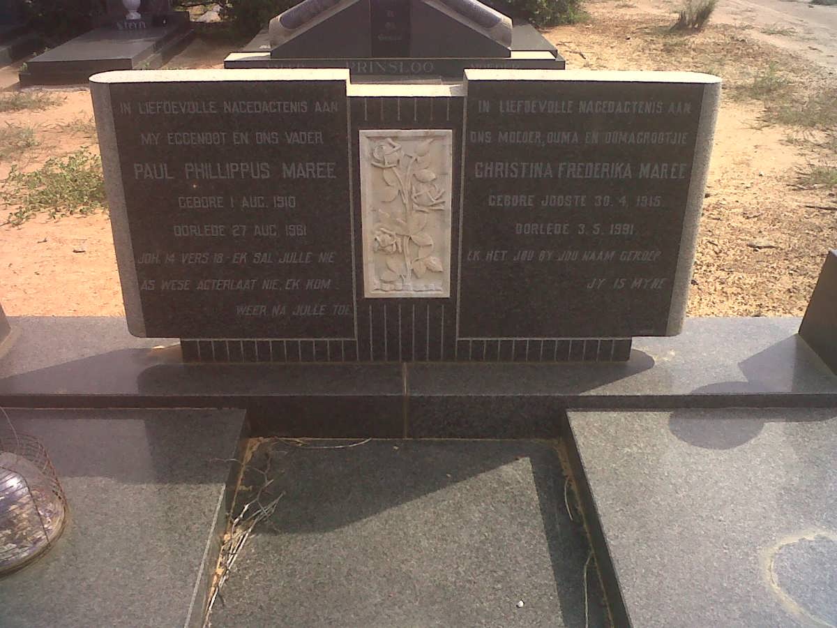 MAREE Paul Phillippus 1910-1961 &amp; Christina Frederika JOOSTE 1915-1991