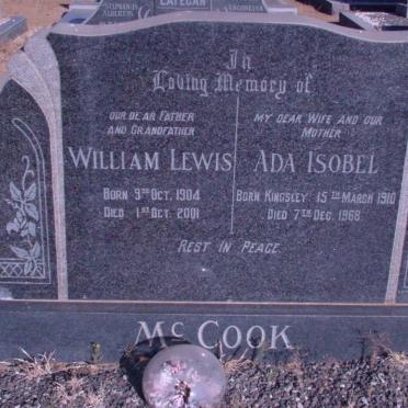 MCCOOK William Lewis 1904-2001 &amp; Ada Isobel KINGSLEY 1910-1968