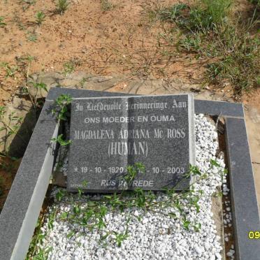 MCROSS Magdalena Adriana nee HUMAN 1920-2003
